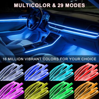 Ambient Lighting car Accessories Interior car Lights APP Control，236" Fiber Optic，5 in 1 led Strip Lights，16 Million Colors Car Neon Lights, Sync to Music（Cigarette） - Image 4