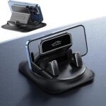 360 Degree Rotation Dashboard Phone Holder for Car, Anti-Slip Grips & One-Hand Operation Car Cell Phone Mount with Adjustable Spring Clip, Compatible with iPhone Samsung All Smartphones