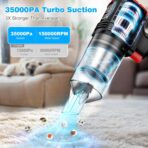 Car Vacuum Cordless, 35000PA Strong Suction Handheld Vacuum with 2 Detachable Batteries, 60Min Runtime Portable Vacuum Cleaner for Car Detailing, Pet Hair, Home Couch & Office, 350ML XL Dust Cup - Image 3