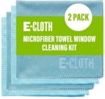 E-Cloth Microfiber Window Cleaning Cloth Kit - Glass Cleaning Cloth for Windows, Mirrors, Cars, Lenses, Eyeglasses, & More, Streak Free Clean, Machine Washable Reusable Towel - Alaskan Blue (2 Kits)