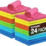Microfiber Cleaning Cloth, 24 Pack Reusable Microfiber Towels for Cars Lint Free Cleaning Shop Towel Rags for Home Kitchen Automotive Bar Mechanic Restaurant Garage, 11"x 12", Multicolor