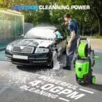 4800PSI Pressure Washer- High Power Washer with 33FT Hose, 4 Nozzles and Foam Cannon, for Home, Cars, Fences, Patio (Green) - Image 3