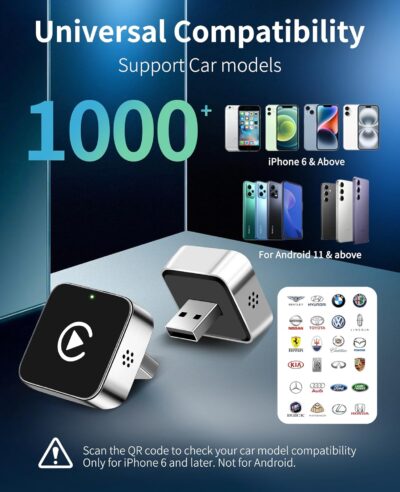 2026 Upgraded Wireless Carplay Adapter, Convert Wired to Wireless for CarPlay＆Android Auto, Car Play Adapter for iPhone Mini Small Size, USB/Type-C Plug and Play with iOS Android 10+. - Image 7
