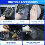 THINKWORK Car Cleaning Kit, Car Vacuum Kit, Gray Car Interior Detailing Kit with 8000PA High Power Vacuum, Including 7Pcs Detailing Brush Set and Bag - Image 6