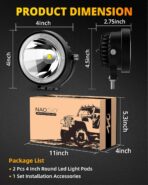 NAOEVO 4 Inch Round LED Pod Lights, 60W 6000LM LED Spot Off Road/Driving/Fog Lights for Truck Car ATV UTV Boat Motorcycle, 2-Pack (White) - Image 9