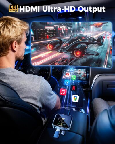 Magic AI Box Wireless CarPlay Adapter, Fast Car Video Box Plug & Play, Easy Setup, Supports Netflix/YouTube/TF Card Streaming Equalizers and More for OEM Wired CarPlay/Android Auto Cars (Gray) - Image 6