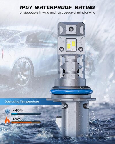 FRANXI 9007/HB5 LED Bulbs fog light bulb, Hi/Low Beam, 1:1 Mini Size, 60W Super Bright 6000K Cool White Plug and Play, IP67 Waterproof, Pack of 2 - Image 4