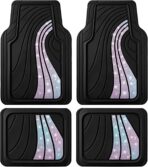 Road Comforts Car Floor Mats Full Set – Front & Rear Car Floor Mats with Aluminum Design, Anti-Slip Backing, All-Weather Protection, Trim-to-Fit Car Mats for Most Sedans, SUVs & Vans - Glitter