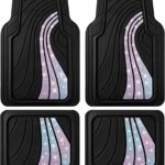 Road Comforts Car Floor Mats Full Set – Front & Rear Car Floor Mats with Aluminum Design, Anti-Slip Backing, All-Weather Protection, Trim-to-Fit Car Mats for Most Sedans, SUVs & Vans - Glitter