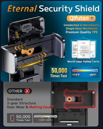 Qifutan Dash Mounted Holders Phone Holders for Your Car Phone Mount for Car Windshield Dashboard Air Vent Universal Desk Mounts Hands Free Automobile Cell Phone Holder Fit for iPhone Smartphone - Image 8