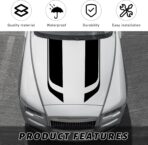 Car Hood Decal Sticker, Racing Stripe Graphic Stickers for Auto Body Skirt Roof Hood Bumper, Automotive Exterior Decoration Vinyl Decal for Car SUV Truck, Car Accessories (Black) - Image 3