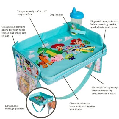 J.L. Childress Disney Baby 3-IN-1 Kids Travel Tray & Tablet Holder - Car Seat Lap Tray Desk for Toddlers, Road Trip Essentials, Car Seat Activity Table, Travel Accessories - Toy Story - Image 2