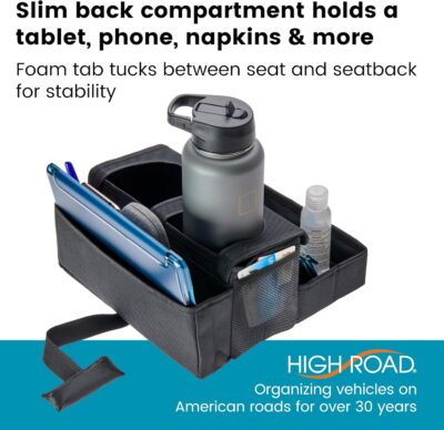 High Road CarHop Jr - Car Organizer with Cup Holders and Storage or Eating Tray for Car - Front Seat Organizer for Drivers and Back Seat Organizer for Kids and Adults - Image 4