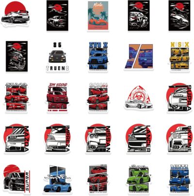 200pc JDM Racing Cars Stickers - Waterproof for Laptop, Bottles, Skateboard, Guitar, Helmet - Image 6
