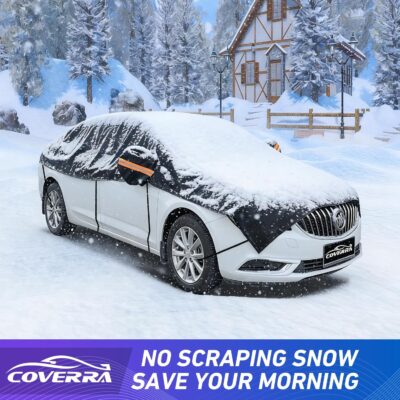 Half Car Cover SUV for Snow, Heavy Duty Roof Cover for All Weather Use, UV, Rain, Sun, Dust Protection Fits Compact/Medium SUV - Image 2