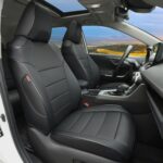 Lolcar RAV4 Seat Covers Custom Fit for Toyota RAV4(Gasoline) 2019 2020 2021 2022 2023 2024 2025 LE,XLE,XLE Premium,Limited,Airbag Compatible,Car Seat Cover Full Set for SUV, Waterproof Leather(Black)