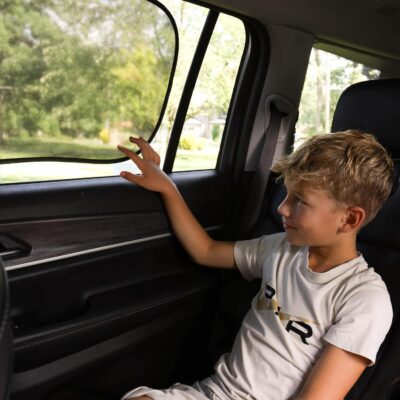 Mindful Design - Car Window Shades for Baby (2 Pack) - 21"x14" Sun Shade Blocker - Glare Shield and UV Rays Protection for Your Child - Side Window Screens for SUV - Mesh Car Window Shades for Baby - Image 4