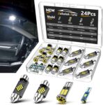 24PCS LED Interior Car Lights, Extremely Bright 6500K White LED Bulb Kit, Applicable to Dome Map Door Lights and Other Parts Replacement for Your Cars, to Help You See Inside The Car at Night