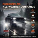 LUXSTER Punisher H11 H9 LED Bulbs, 60000LM Ultra Bright, H8 H16 Foglight, 1:1 OEM Beam Pattern, Halogen Replacement, Plug-N-Play Installation, 6000K Pure White, IP68 Waterproof, Pack of 2 - Image 6