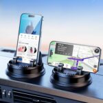Dash Cell Phone Car Mount, Multifunctional Car Dashboard Mobile Phone Holder, 360 Rotatable Universal Dash Mounted Car Phone Stand Hands Free, Compatible with iPhone, Samsung, Google, Android