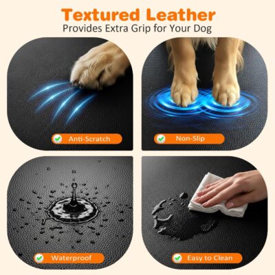 URPOWER PU Leather Backseat Extender for Dogs, Hard Bottom Dog Car Seat Cover for Back Seat, Waterproof Dog Car Hammock Anti-Scratch Pet Rear Seat Protector Travel Bed for Car and SUV - Image 3