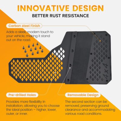 Heavy Duty Mud Flaps All Weather Resistant Splash Guards Compatible with Universal Trucks SUVs Vans Off-Road and Daily Use (4PCS Black Front&Rear) - Image 3