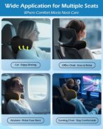 Car Neck Pillow: 2 Pack Ergonomic Memory Foam Headrest Pillow for Driving, Adjustable Neck Support Cushion for Pain Relief, Head Rest Pillows for Car Seat, Truck - Black - Image 7