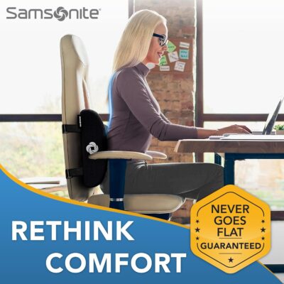 Samsonite Memory Foam Lumbar Support Pillow for Office Chair, Gaming Chair, or Automotive Use, Ergonomic Back Cushion, Home Office Essentials for Sitting Comfort and Posture Relief Back Support - Image 5