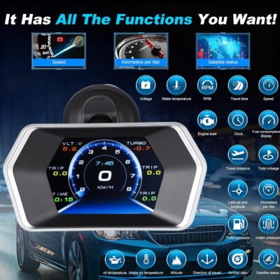 OBD2 GPS Dual System Car HUD Display - Digital Speedometer with Water Temp Voltage RPM - Universal Heads Up Display for All Vehicles - Image 2