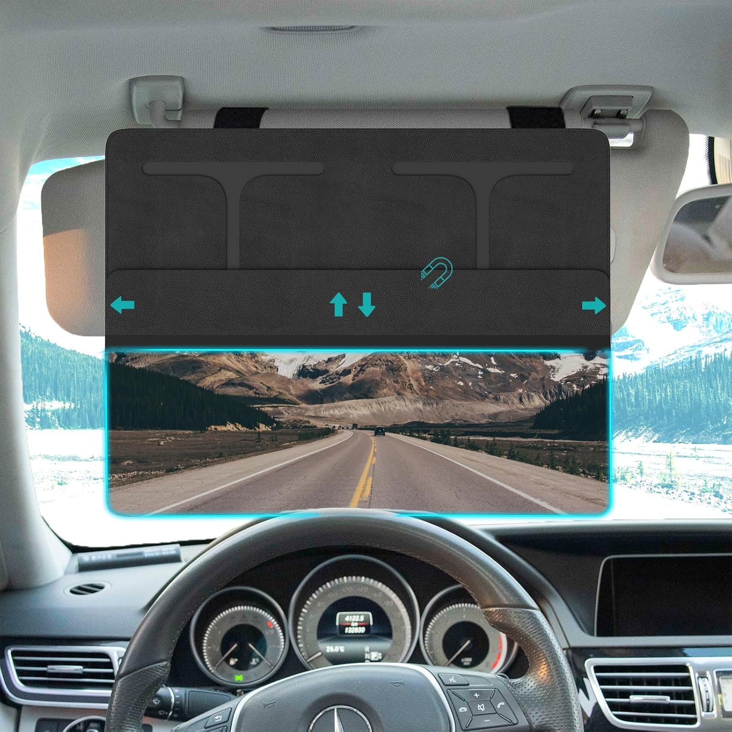 81yklcYwbL._AC_SL1500_.jpg NAZZO Car Visor Extender Sun Blocker, Polarized Sunvisor Extension with Removable Magnetic PC Lens, Anti Glare Car Visor Extended for Safe Driving, Universal for SUV, Family Automotive, Black - Image 1