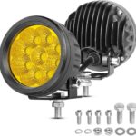 Round LED Pods Yellow, Niwaker 2PCS 54W 3 Inch Fog Lights Off Road Lighting Amber Driving Light Flood LED Light Pods Round Work Lights for Truck Pickup ATV UTV Motorcycle Tractor Boat