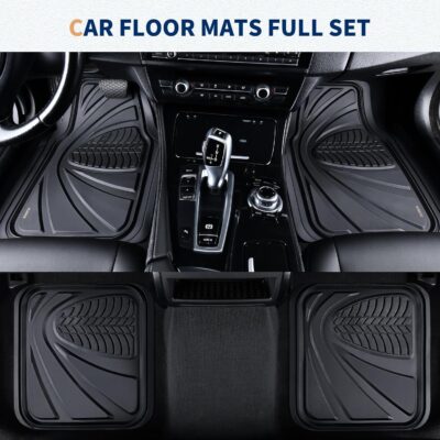 FLORICH Car Floor Mats, Waterproof Universal Heavy-Duty 4 Pieces Rubber Floor Mats for Cars, Full Set Car Mats with Anti-Slip Backing Fit for Most SUV, Vans,Trucks, Sedan(Light Black) - Image 8