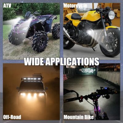 Motorcycle Driving Lights 12-60V 40W 3600LM LED Fog Lights for ATV UTV Bike Car Truck Boat Forklift Waterproof LED Spotlights with 6 Light Beads High Low Strobe Beam Switch Universal (Black 2) - Image 4