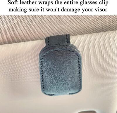 KIWEN Sunglasses Holders for Car Visor, Magnetic Leather Glasses Eyeglass Clip for Car, Ticket Card Clip Sunglasses Mount, Car Visor Accessories Gadgets (1, Black) - Image 6