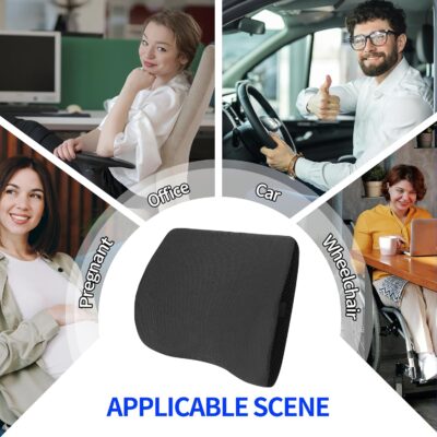 Lumbar Support Pillow for Car, Lower Back Support for Driving Seat Memory Foam Lumbar Pillow for Office Chair - Back Pain Relief for Car Seat, Wheelchair (Black) - Image 7
