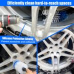 Wheel Brush Kit, Soft Drill Wheel Cleaner Brush, Tire Brush, Detailing Brush, and Detailing Pads, No Scratches Car Wheel Cleaning Kit for Wheels, Tire, Rims, Engines, Exhaust(Blue + White 9 Pk) - Image 4