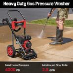 HURGOVE 4000 PSI Gas Pressure Washer for Home Use, 210CC Engine Power Washer with 26FT Hose & 5 Nozzles for Driveways, Cars, Patios & Fences - Image 3