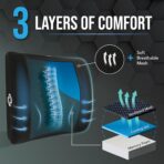 Samsonite Lumbar Support Pillow with Cooling Gel – Memory Foam Back Pillow for Office Chair, Car Seat, or Gaming Chair – Ergonomic Design with Breathable Mesh & Washable Cover - Mesh with Cooling Gel - Image 5
