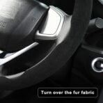 Premium Suede Car Steering Wheel Cover, Non-Slip Segmented, Suitable for Car, SUV, Truck, O/D Shape, 14.5-16inches Steering Wheel Protector,Universal Auto Accessories (Black, 2pcs) - Image 3