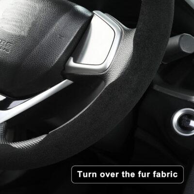 Premium Suede Car Steering Wheel Cover, Non-Slip Segmented, Suitable for Car, SUV, Truck, O/D Shape, 14.5-16inches Steering Wheel Protector,Universal Auto Accessories (Black, 2pcs) - Image 3
