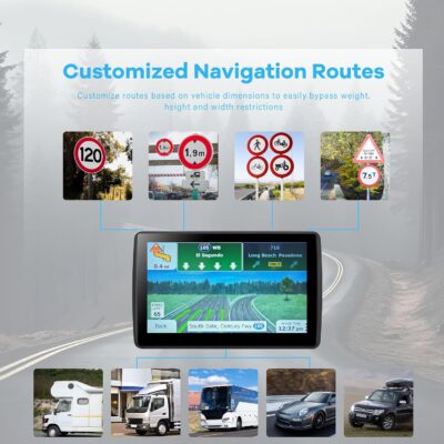7'' GPS Navigator for Car Truck RV - 2026 North America Maps Free Lifetime Updates, Touchscreen Navigation System, Speed & Red Light Warning, Turn-by-Turn Voice Guidance, for All Cars (Blue) - Image 3