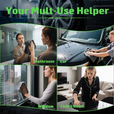 Bath Wipes Shower Cleaning Cloths, Premium Car Drying Towel | Ultra Absorbent Twisted-Loop Design| Microfiber Towel for Car, Shower Cabin, Household - Image 6