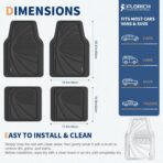 FLORICH Car Floor Mats, Waterproof Universal Heavy-Duty 4 Pieces Rubber Floor Mats for Cars, Full Set Car Mats with Anti-Slip Backing Fit for Most SUV, Vans,Trucks, Sedan(Light Black) - Image 3