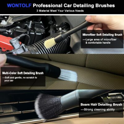 Wontolf Car Wash Kit, Car Cleaning Kit with Long Handle Car Wash Brush, Car Wash Soap, Interior Cleaner, Wheel Cleaner, Window Squeegee, Car Interior Detailing Kit for Cars Trucks RVs SUVs - Image 7