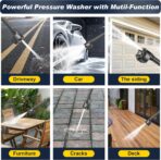 Cordless Pressure Washer,1400W Brushless Motor,1250 PSI Cordless Power Washer with 2pcs 4.0Ah Battery&Charger & 6-in-1 Nozzle,Portable Power Washer Cordless for Home,Cleaning and Garden Irrigation - Image 5