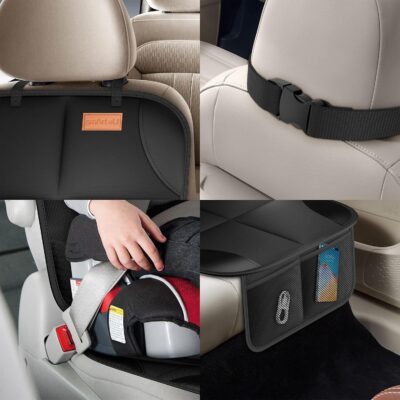 SMART ELF Car Seat Protector, 2Pack Seat Protector Protect Child Seats with Thickest Padding and Non-Slip Backing Mesh Pockets for Baby and Pet,Sedan SUV Truck (Black) - Image 5