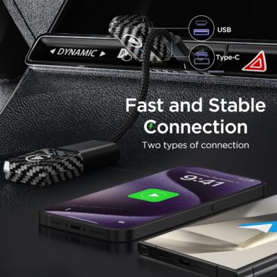 2in1 Carplay Wireless Adapter Android Auto Wireless Adapter, Mini USB Small Dongle Fast Auto Connect, Car Play Play Plug, for Apple iPhone iOS & Android 11+, OEM Wired Car Model 2017+, Black - Image 7