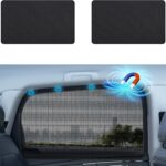 Aokway Magnetic Car Window Shades, 2Pcs Double-Layer UV Protection Car Curtains for Rear Side Window Sun Shade, Universal Fit for Baby, Driver (Black, Rear 2pcs)