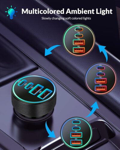 Car Charger USB C, 4-Port 90W Super Fast Charging Car Phone Charger Accessories Dual USB-C & USB-A Cargador Carro Cigarette Lighter Adapter for iPhone 17 16 15 14 13 12, iPad, Galaxy, Tablet, Android - Image 8