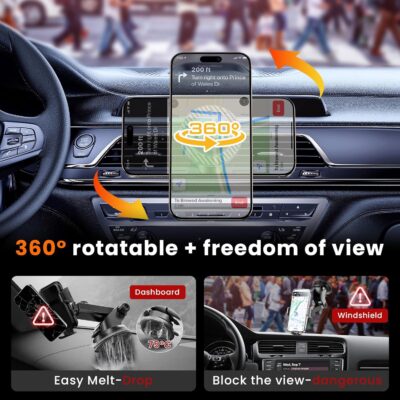 for MagSafe Car Mount Magnetic Phone Holder for Car [2026 Upgraded 22X Magnets & Double-Hooks] Phone Holders for Your Car Stand for Dashboard Vent GPS for iPhone 17/16/15/14/13 Android etc - Image 8